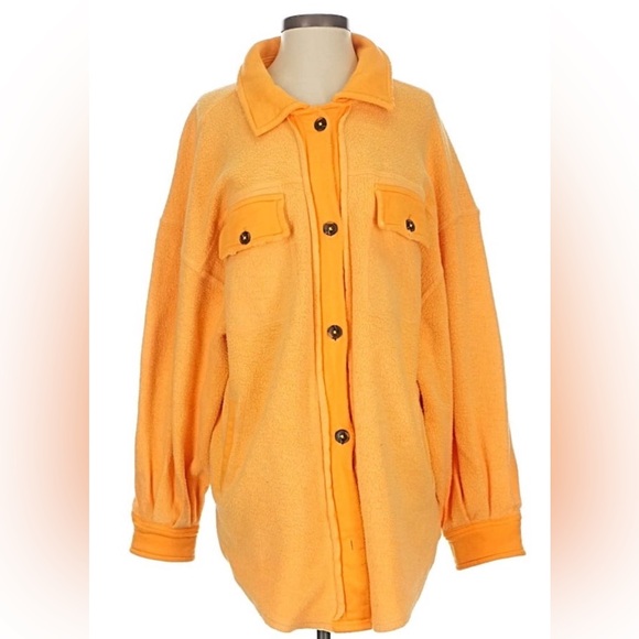 Free People Jackets & Blazers - Free People Vibrant Orange Teddy Jacket